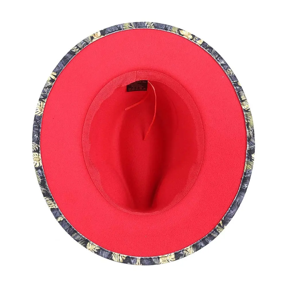 Stylish Leaf-Print Sun-Protective Wide-Brim Gentlemans Hat