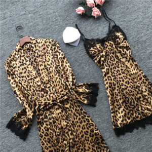 Comfort Leopard Print 4-Piece Pyjama Set with Sling