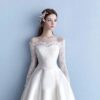 Long Sleeve Wedding Dress with Trailing Princess Skirt Long Sleeve Wedding Dress with Trailing Princess Skirt