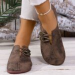 Comfortable Square Toe Slip-On Sandals, Flat Rubber Sole
