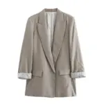 Polished Women’s Lapel Collar Blazer with Cuffed Sleeves