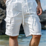 Breathable Cotton-Linen Drawstring Elastic Waist Shorts