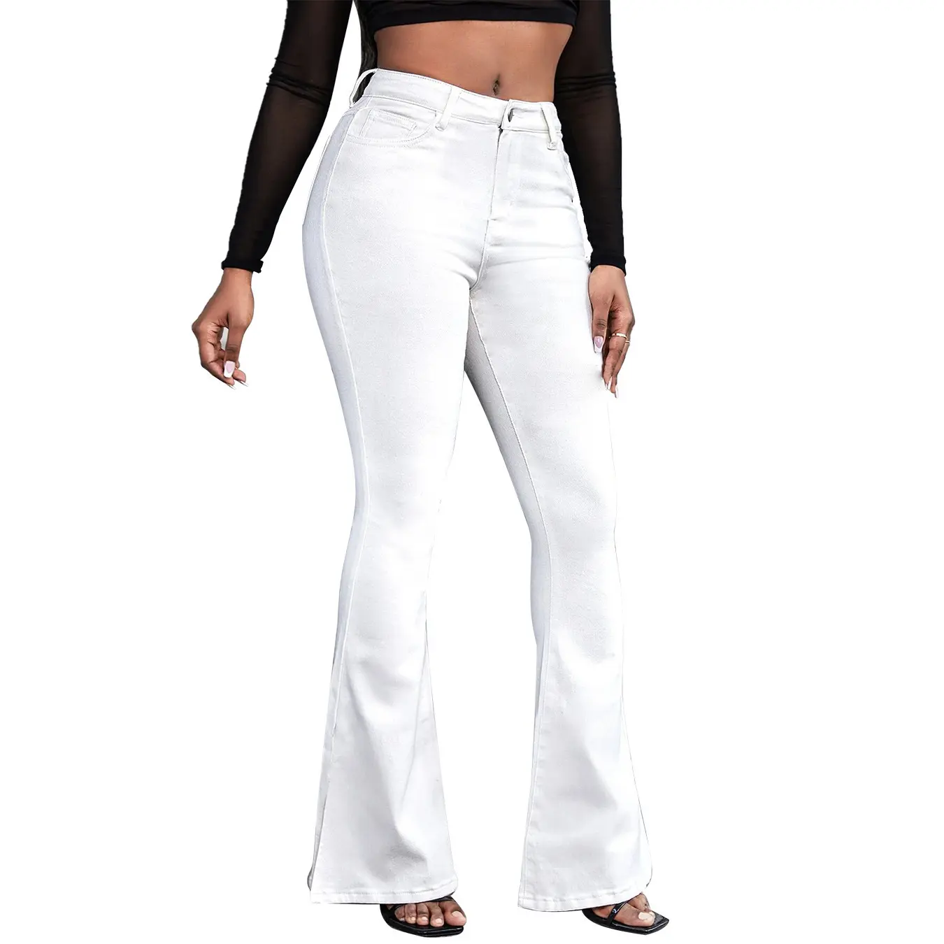 High Elastic Highwaisted Black And White Flared Pants That Slim The Figure High Elastic Highwaisted Black And White Flared Pants That Slim The Figure