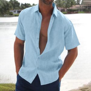 Moisture-Wicking Men’s Cotton Lapel Short-Sleeve Shirt