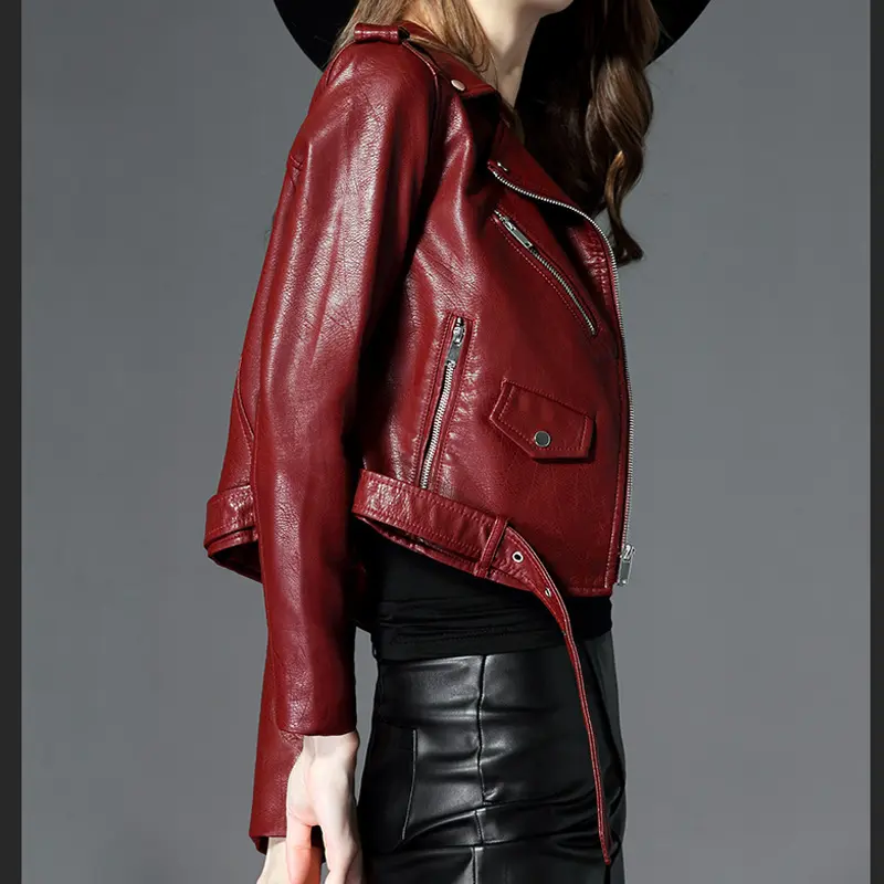 Women's Short Slim PU Leather Jacket Women's Short Slim PU Leather Jacket
