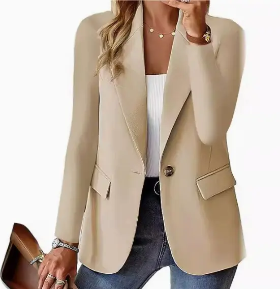 Commuter-Ready Pleated Blazer for Women, Button-Front Cuff Commuter-Ready Pleated Blazer for Women, Button-Front Cuff