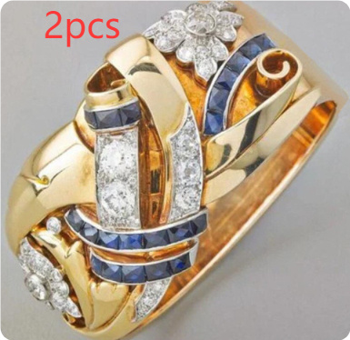 Retro Hollow Ring European And American Exaggerated Flower-shaped Zircon Retro Hollow Ring European And American Exaggerated Flower-shaped Zircon