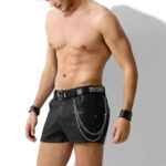 5b293e46-0227-46b0-b468-b189f897c3b5.jpg Fitted Slimming Men’s PU Leather Shorts, High Waist Black