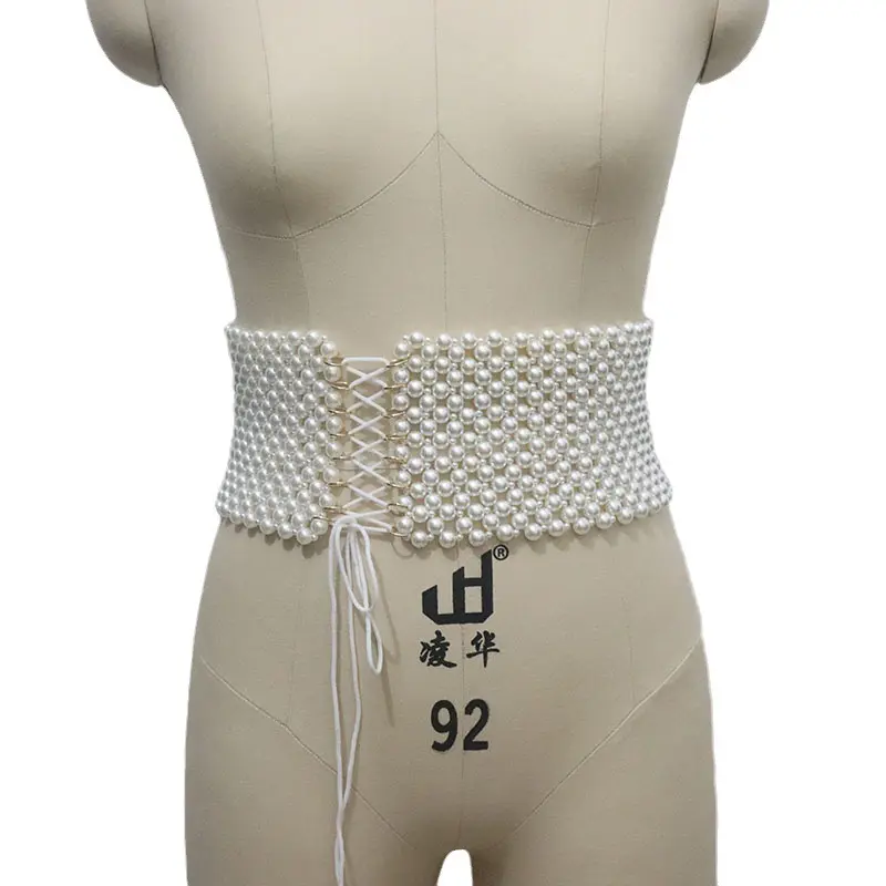 Classic Handmade Beaded Waist Cincher OL Commuter Elastic Waistband