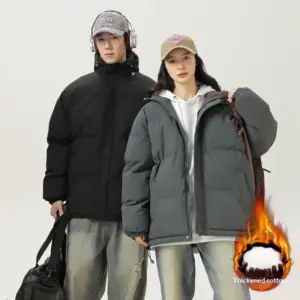Thickened Cotton-Padded Stand-Neck Jacket for Warm Winter