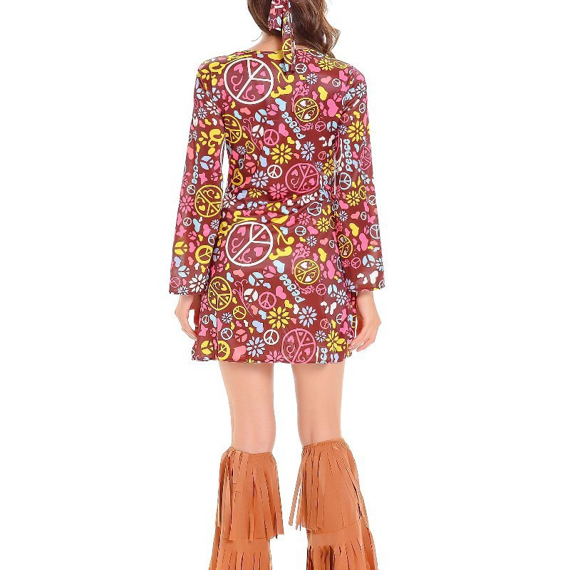 Retro Performance Women’s Costume Set with Printed Dress
