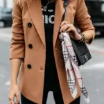 Solid Color Long-Sleeve Double-Breasted Button Blazer