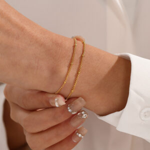 Electroplated Stainless Steel Double-Layer Bracelet with Beads