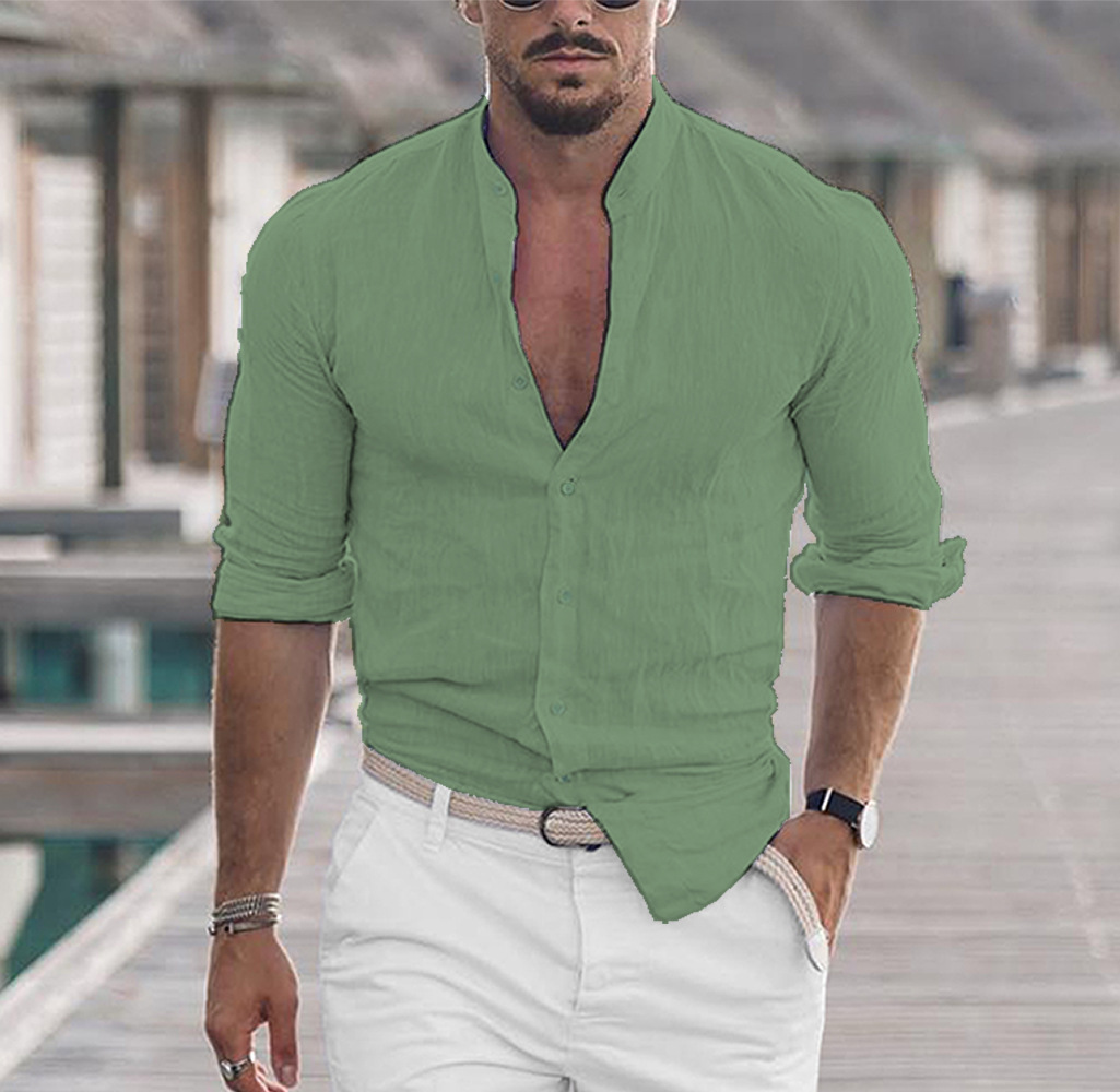 Comfortable Cotton Men’s Long Sleeve Button Shirt - Solid Colors Comfortable Cotton Men’s Long Sleeve Button Shirt - Solid Colors