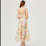 High-Waist Flower Cutout Embroidered Lace Dress for Women