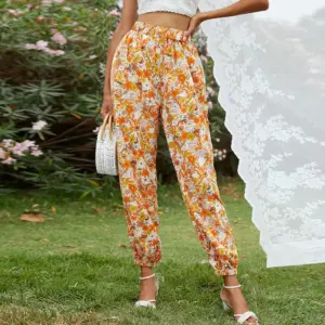 Printed Leg Pants Sweatpants Cropped Trousers