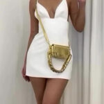 5ea5b3ac-ce01-4426-8894-aaf6213d6e6f.jpg Backless V-Neck Mini Dress for Parties, White Polyester