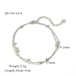 Double-Layer Geometric Beaded Anklet for Women - Multi-Strand