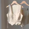 Apricot Elegant Commuter Sleeveless Polyester Vest for Women