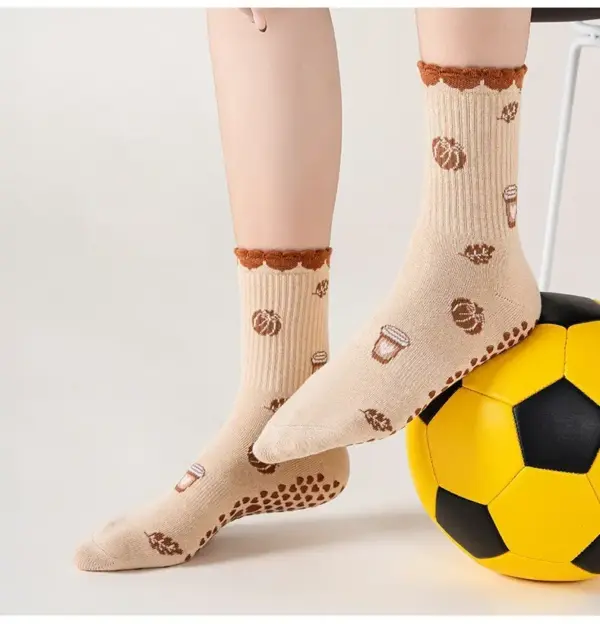 Yoga Socks For Children, Professional Anti Slip Fitness Pilates Exercise Floor Fruit Drinks, Printed Socks