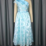 Women's Oblique Shoulder Contrast Color Evening Dress Jacquard Elegant Dress