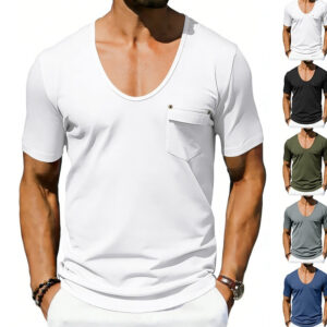 Loose Fit Men’s T-Shirt with Large Collar & Short Sleeves