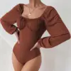 Chanel-style Square Neck Long-sleeved Jumpsuit For Women Comfortable For Autumn And Winter Wear