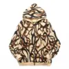 Warm Fleece-Lined Zip-Up 3 D Printed Hoodie with Pockets