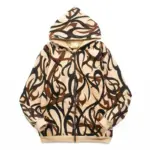 Warm Fleece-Lined Zip-Up 3 D Printed Hoodie with Pockets