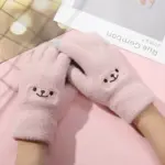 Warm And Cute Female Fleece-lined Thickened Cycling Five Finger Touch Screen