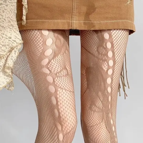 Women's Fishnet Stockings Rose Jacquard Lace Mesh Tights