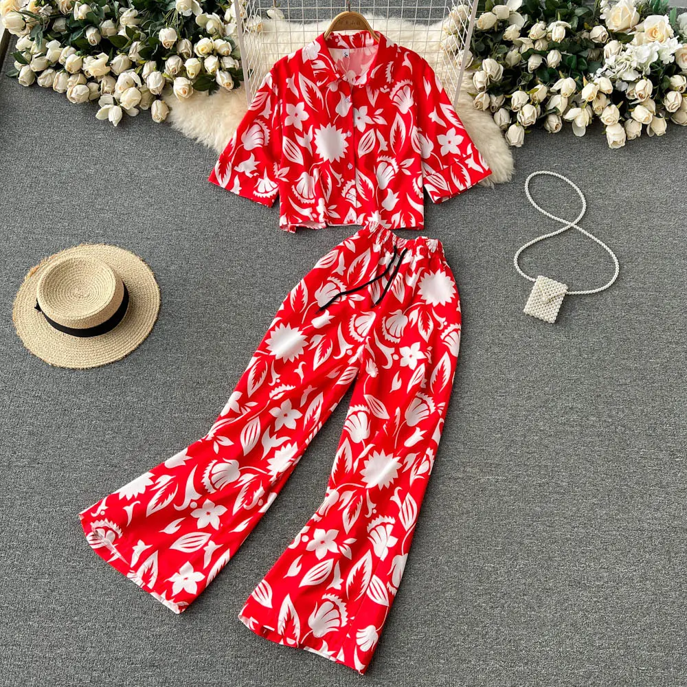 Comfort Fit Wide Leg Long Pants Two-Piece Set for Women