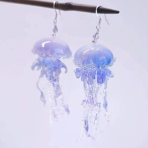 Blue Jellyfish Earrings for Beach Vacations, Alloy Plated