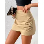 Flattering Pleated Wrap Asymmetrical High-Waist Shorts