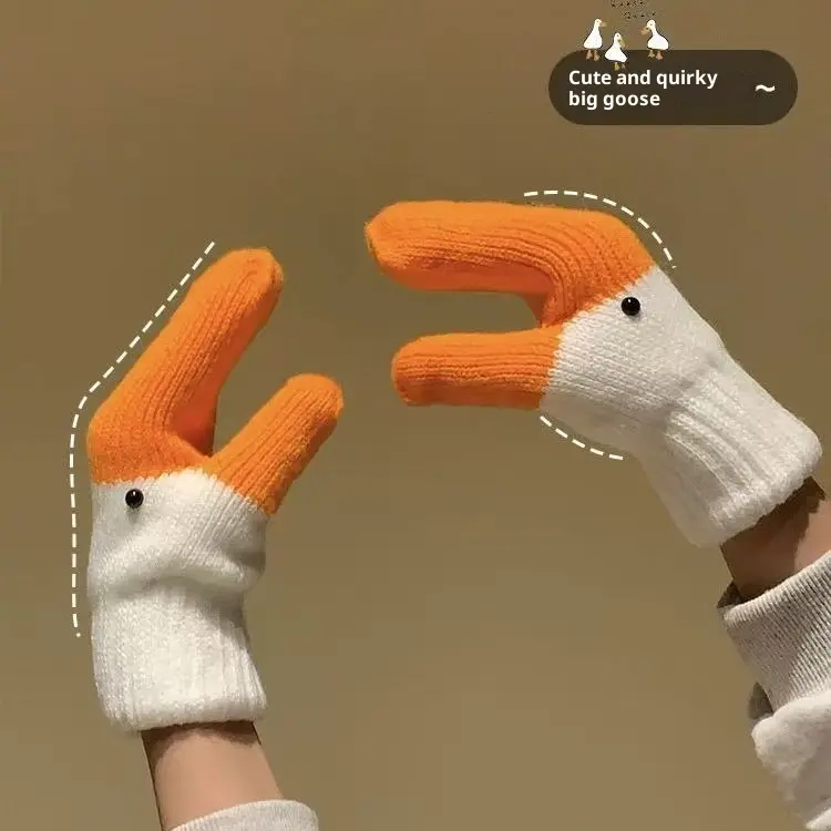 Funny Swan Knitted Wool Gloves for Winter Mittens