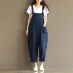 Breathable Cotton Linen Oversized Strappy Dungaree Romper