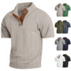Loose-Fit Men’s Stand Collar Short-Sleeve Corduroy Shirt