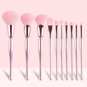 Anti-Static 10-Piece Makeup Brush Set with Soft Nylon Bristles