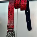 Bold Black & Red Coiled Dragon Subculture Belt, PU