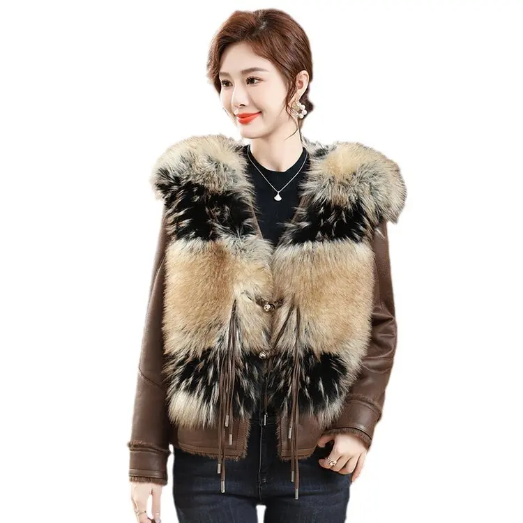Plus Size Women’s Winter PU Leather Coat with Casual Fit