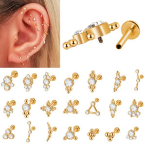 Geometric Triangle Crystal Lip Stud Earrings in 316 L Stainless