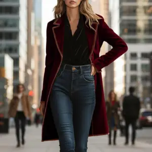 Stylish And Sophisticated Velvet Coat For Women