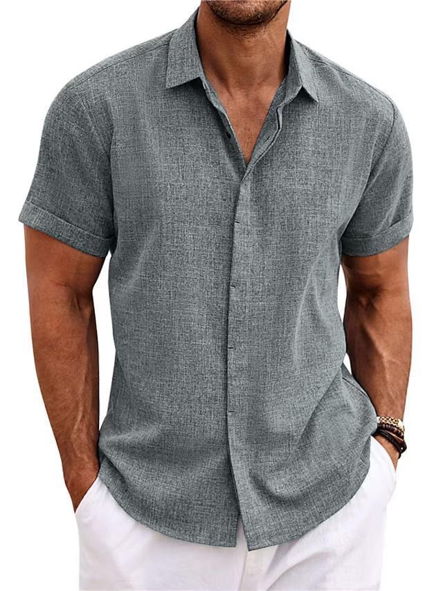 Breathable Men’s Linen-Look T-Shirt with Standing Collar Breathable Men’s Linen-Look T-Shirt with Standing Collar