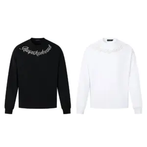 Beaded Letter Pearl Heavyweight Crewneck Hoodie for Couples