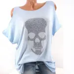 Breathable Cotton Women’s Short Sleeve Skull Top