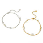 Double-Layer Geometric Beaded Anklet for Women - Multi-Strand