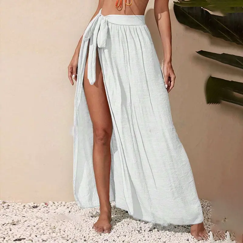 Swim Skirt One-Piece with Patchwork Midi Wrap, One Size Swim Skirt One-Piece with Patchwork Midi Wrap, One Size
