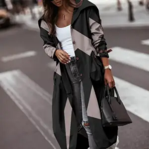 Fashion Personality Casual Lapel Mid-length Trench Coat Women Model 3