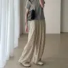 High-Waist Wide Leg Pants for Women with Pockets - Apricot