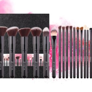 Softer Man-Made Fiber 18-Piece Makeup Brush Set, Black